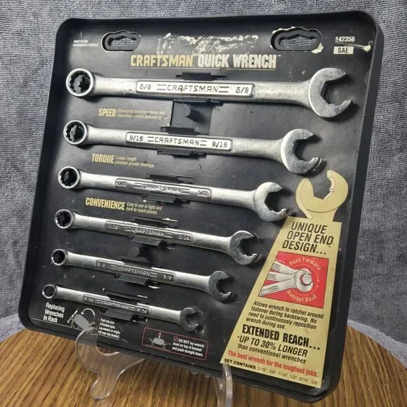 Vintage Craftsman 6 Pc Professional Quick Wrench Set SAE 42356 USA Made 5/8-5/16 - Picture 8 of 16